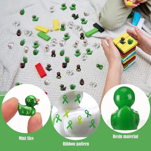 120 Pcs Mental Health Awareness Mini Ducks Green Ribbon Resin Duck Bulk for Charity Events Fundraiser Giveaways Mental Health Small Gifts for Wellness Campaigns Awareness Month Event Giveaways Decor in Kuwait