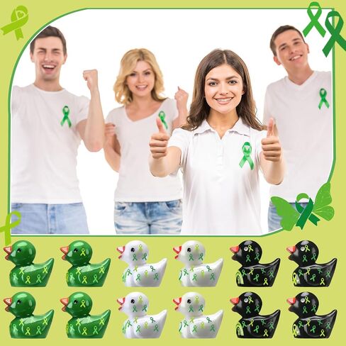 120 Pcs Mental Health Awareness Mini Ducks Green Ribbon Resin Duck Bulk for Charity Events Fundraiser Giveaways Mental Health Small Gifts for Wellness Campaigns Awareness Month Event Giveaways Decor in Kuwait