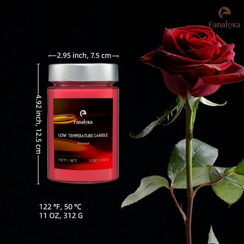 Low Temperature Candles for Wax Play, Low Heat, Body Safe, Unscented Dripping Candles for Valentine’s, Wedding, Home Decor, 122 °F(50 °C), 11 oz, Peelable Wax (Red) in Kuwait
