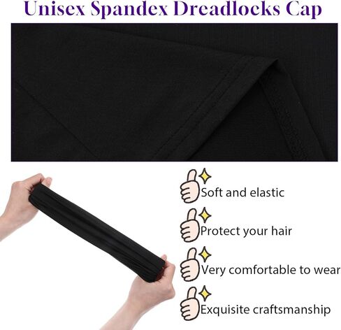 4pcs Dreads Cap, Loc Sock, Dreadlock Caps for Men, Soft and Comfortable, Tube Dreadlock Cap Elastic for Men & Women, Black in Saudi Arabia