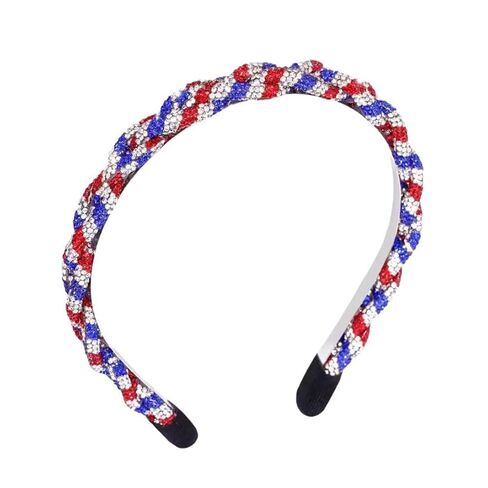 Soochat 4th of July Headband Patriotic Rhinestone Headband Crystal Red White Blue Stripes Twist Hairband for Independence Day Holiday Party Hair Accessories in Saudi Arabia