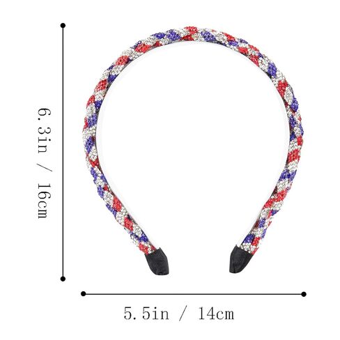 Soochat 4th of July Headband Patriotic Rhinestone Headband Crystal Red White Blue Stripes Twist Hairband for Independence Day Holiday Party Hair Accessories in Saudi Arabia