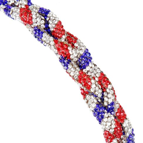 Soochat 4th of July Headband Patriotic Rhinestone Headband Crystal Red White Blue Stripes Twist Hairband for Independence Day Holiday Party Hair Accessories in Saudi Arabia