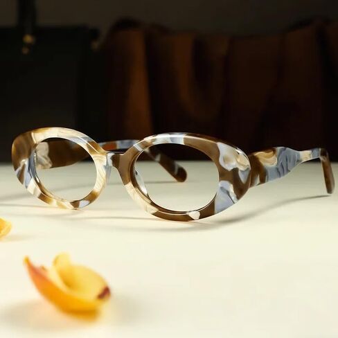 Retro Oval Tortoiseshell Blue Light Blocking Glasses, Acetate Frame Anti Eyestrain Computer Gaming Glasses for Women Men in Kuwait