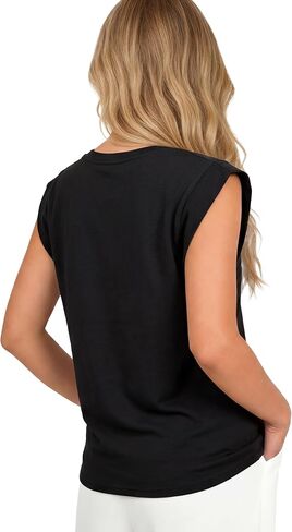 Cap Sleeve Tops for Women with Pleated Design - Sleeveless Top for Women Modest T Shirts for Women Business Casual in Saudi Arabia