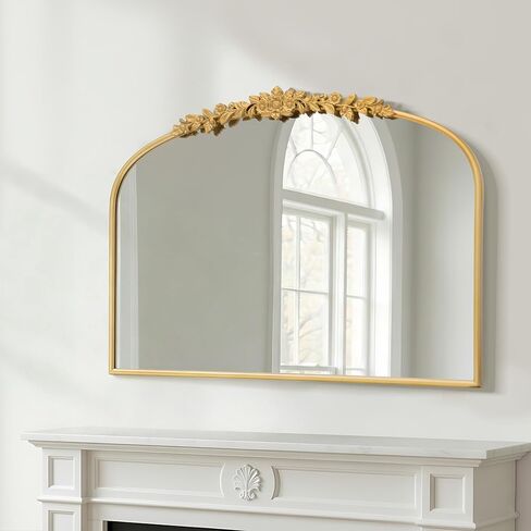 Besdomus Large Vintage Gold Mirror: 40"x30" French Baroque Antique Arched Mirror - Traditional Ornate Decorative for Wall/Mantel/Bedroom/Entryway/Bathroom/Hallway - Ideal for Fashion-Conscious in Saudi Arabia
