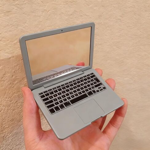 كمبيوتر محمول صغير مبتكر مع مرآة مكياج، زينة عملية لتزيين المنزل، قابل للطي، مناسب للخروج والسفر (فضي) in Kuwait