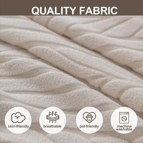 1 Piece Stretch Sofa Cover Washable Loveseat Couch Cover Solid Wheat Jacquard Sofa Slipcovers with Elastic Bottom Pet Friendly Furniture Protector(Medium, Beige) in Saudi Arabia