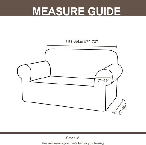 1 Piece Stretch Sofa Cover Washable Loveseat Couch Cover Solid Wheat Jacquard Sofa Slipcovers with Elastic Bottom Pet Friendly Furniture Protector(Medium, Beige) in Saudi Arabia