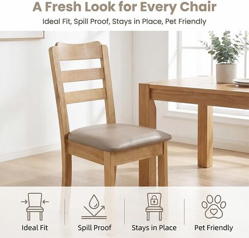 Waterproof Dining Chair Covers, PU Leather Stretch Seat Covers, Non Slip Slipcovers for Kitchen, Office, Banquet, Bar, 18"×18"×2", Grey in Kuwait