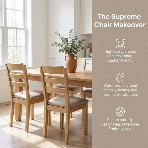 Waterproof Dining Chair Covers, PU Leather Stretch Seat Covers, Non Slip Slipcovers for Kitchen, Office, Banquet, Bar, 18"×18"×2", Grey in Kuwait
