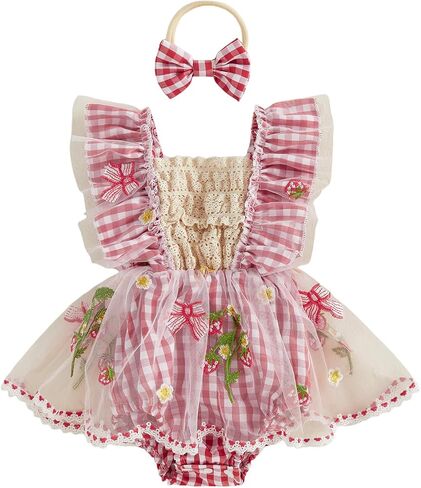 Newborn Girl Summer Clothes Cinco De Mayo My First Fiesta Outfit Flower Print Ruffle Sleeveless Romper Dress in Kuwait