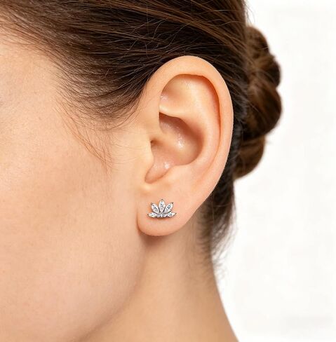 1PC ASTM F136 Titanium 16G Flatback Stud Conch Piercing Jewelry, Internally Threaded Cartilage Earring Stud for Helix Tragus, 6mm 8mm Labret Flat Back Earrings Gold/Silver in Kuwait