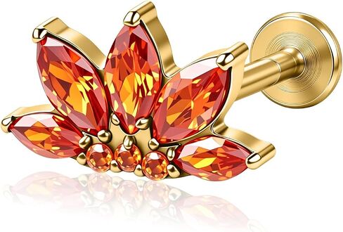 1PC ASTM F136 Titanium 16G Flatback Stud Conch Piercing Jewelry, Internally Threaded Cartilage Earring Stud for Helix Tragus, 6mm 8mm Labret Flat Back Earrings Gold/Silver in Kuwait
