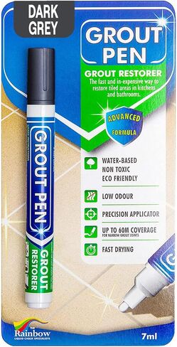 Grout Pen Dark Grey Tile Grout Paint Marker: Waterproof Tile Grout Paint Pen Colorant, Grout Shine Touch Up & Renew - Dark Grey, Narrow 5mm Tip (7mL) in Kuwait