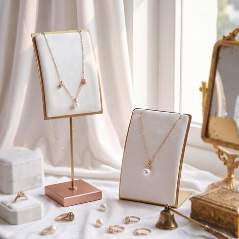RattanView 2 Pcs Vintage Velvet Necklace Display Stand for Selling, Small Velvet Jewelry Display Necklace Holder for vendors Trade Show Wedding Jewelry Selling Storage Organizer in Kuwait