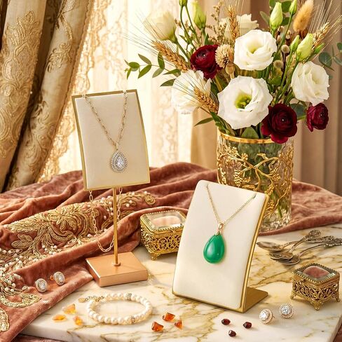 RattanView 2 Pcs Vintage Velvet Necklace Display Stand for Selling, Small Velvet Jewelry Display Necklace Holder for vendors Trade Show Wedding Jewelry Selling Storage Organizer in Kuwait