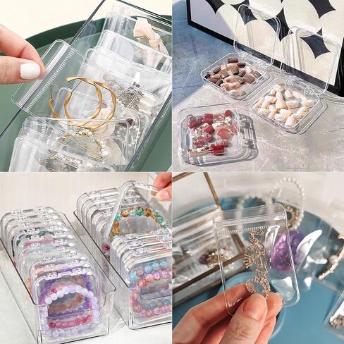 Acrylic Jewelry Organizers and Storage, Clear Travel Jewelry Case with 10 Pcs Portable Organizers and 20 Pcs Zipper Bags for Earrings, Rings, Necklace and Small Items, Jewelry Box Organizer in Saudi Arabia