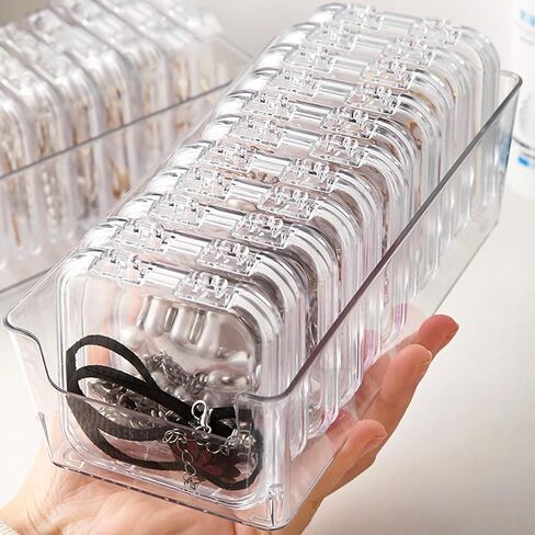 Acrylic Jewelry Organizers and Storage, Clear Travel Jewelry Case with 10 Pcs Portable Organizers and 20 Pcs Zipper Bags for Earrings, Rings, Necklace and Small Items, Jewelry Box Organizer in Saudi Arabia