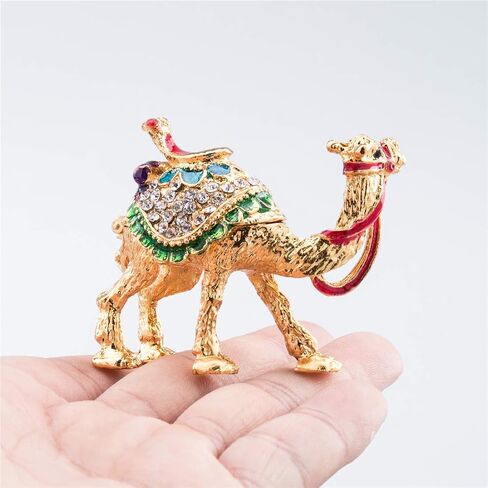 اليدوية المينا الجمل حلية صندوق مجوهرات التماثيل مع بلورات تماثيل حيوانات الزخرفية متمحور صناديق حلية ديكور الهدايا in Kuwait