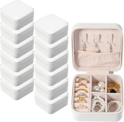 Kifmurase 12Pcs Travel Jewelry Case, Bridesmaid Gifts Box, Small PU Leather Jewelry Organizer, Portable Mini Storage Boxes for Women Bridesmaid Proposal Gifts (White) in Saudi Arabia