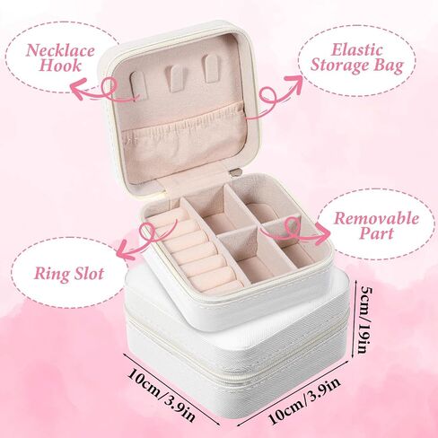 Kifmurase 12Pcs Travel Jewelry Case, Bridesmaid Gifts Box, Small PU Leather Jewelry Organizer, Portable Mini Storage Boxes for Women Bridesmaid Proposal Gifts (White) in Saudi Arabia