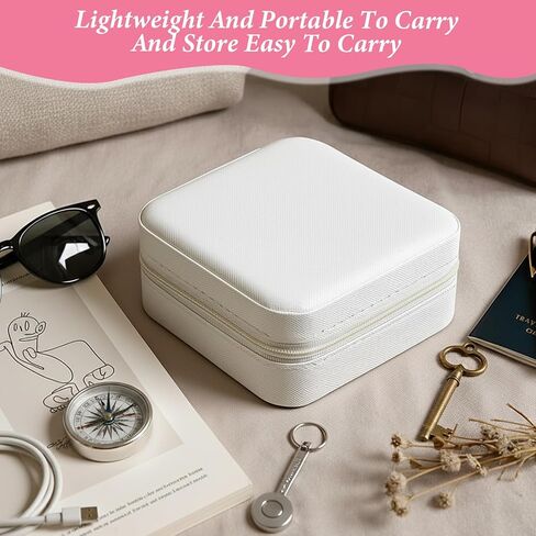 Kifmurase 12Pcs Travel Jewelry Case, Bridesmaid Gifts Box, Small PU Leather Jewelry Organizer, Portable Mini Storage Boxes for Women Bridesmaid Proposal Gifts (White) in Saudi Arabia