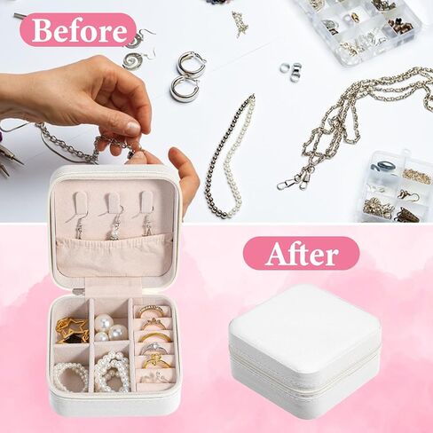Kifmurase 12Pcs Travel Jewelry Case, Bridesmaid Gifts Box, Small PU Leather Jewelry Organizer, Portable Mini Storage Boxes for Women Bridesmaid Proposal Gifts (White) in Saudi Arabia