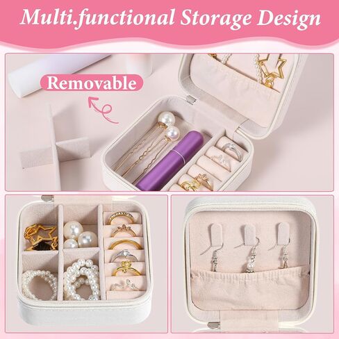Kifmurase 12Pcs Travel Jewelry Case, Bridesmaid Gifts Box, Small PU Leather Jewelry Organizer, Portable Mini Storage Boxes for Women Bridesmaid Proposal Gifts (White) in Saudi Arabia