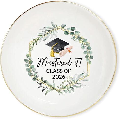Graduation Jewelry Tray, Class Of 2026 Jewelry Dish, Graduation Hat Masters Degree Ceramic Trinket Dish for Students, College University High School Graduate Gift, A Sweet Ending To A New Beginning in Saudi Arabia