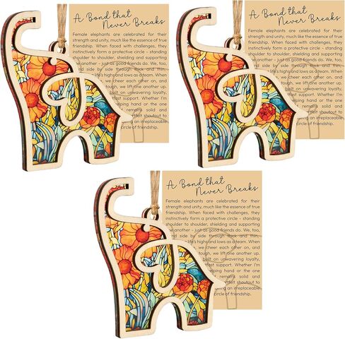 6PACKS Elephant Gifts for Women Sisterhood Ornament: Unique Christmas True Friendship Friends Wooden Sister Story Loyalty Festive Decor Charm Elefantes Lanyard Figurine Tree Hanging (6pcs StyleA) in Saudi Arabia