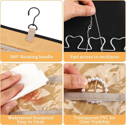 2pcs Double-Sided Hanging Jewelry Organizer for Closet with 48 Pockets & 21 Necklace Hooks Wall Mount Earring Holder Organizers Bracelet Necklace Display Hanger for Women Closet Wall Rings Display in Saudi Arabia