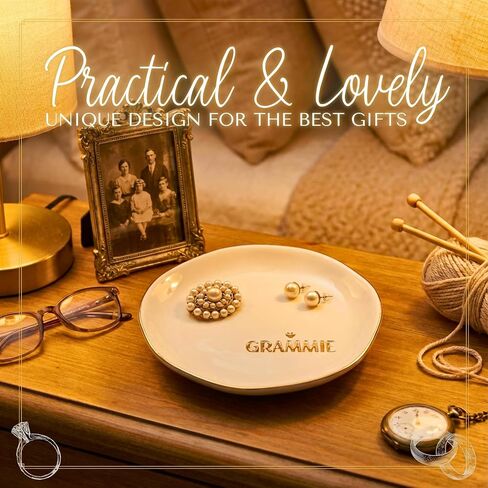 InnoBeta Grammie Gifts for Grandma, Ceramic Jewelry Tray, Decorative Trinket Dish for Rings Earrings Necklaces Bracelet, 4.75" in Kuwait