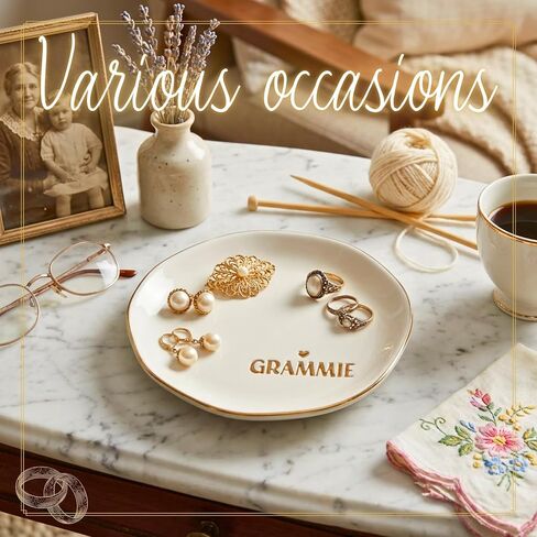 InnoBeta Grammie Gifts for Grandma, Ceramic Jewelry Tray, Decorative Trinket Dish for Rings Earrings Necklaces Bracelet, 4.75" in Kuwait