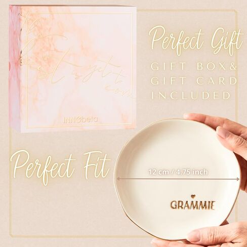 InnoBeta Grammie Gifts for Grandma, Ceramic Jewelry Tray, Decorative Trinket Dish for Rings Earrings Necklaces Bracelet, 4.75" in Kuwait