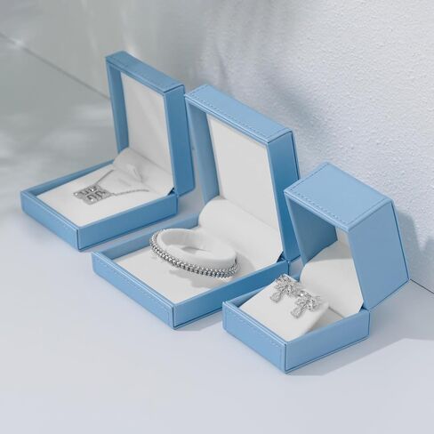 PU Leather Necklace Box Velvet Interior Necklace Gift Box Pendant Case Long Chain Display Storage Case for Anniversary Wedding Birthday Mother's Day (Blue) in Saudi Arabia