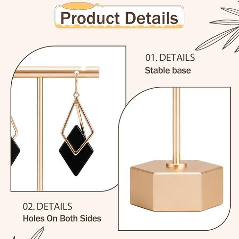 Metal T-Bar Earring Display Stand Gold Metal Earring T Bar Stand Earrings Display Storage Rack Single Small Earrings Hanger Displays Retail Earringes Displays Holder for Selling Photography Prop in Saudi Arabia