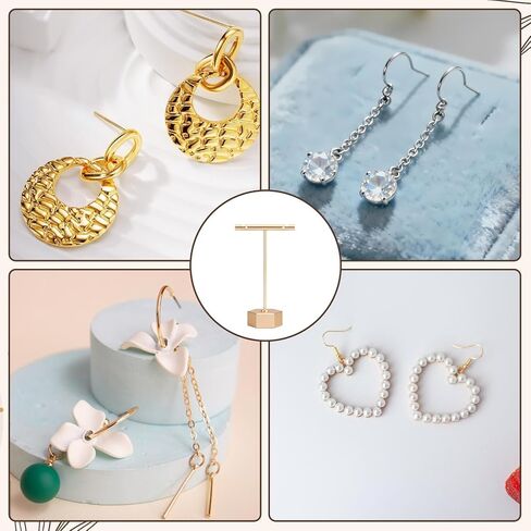 Metal T-Bar Earring Display Stand Gold Metal Earring T Bar Stand Earrings Display Storage Rack Single Small Earrings Hanger Displays Retail Earringes Displays Holder for Selling Photography Prop in Saudi Arabia