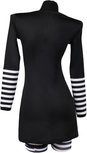 The Puppet Costume Marionette Cosplay Black Dress Striped Stocking Puppet Marionette Adults Women Halloween Outfits (Black, S) in Saudi Arabia