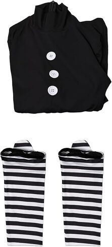 The Puppet Costume Marionette Cosplay Black Dress Striped Stocking Puppet Marionette Adults Women Halloween Outfits (Black, S) in Saudi Arabia