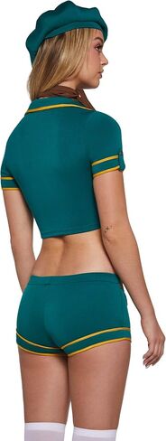 Dolls Kill Women's Scout Girl Costume by Trickz N' Treatz – Halloween Outfit with Lace-Up Top, Shorts, Belt & Beret in Kuwait