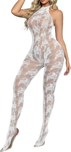 Fishnet Bodysuit Mesh Body Stocking Rave Outfits For Women Fishnet Lingerie Lace Jumpsuit Nightwear Underwear in Saudi Arabia