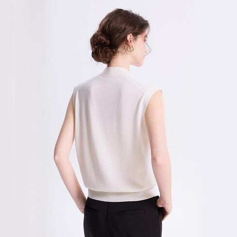 EURKEA Women's V Neck Sleeveless 100% Merino Wool Vest Button Down With Pockets Women's Top All Seasons in Saudi Arabia