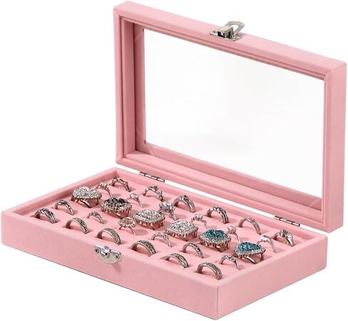 Travel Jewelry Box,Small Jewelry Case,Rings Earrings Cufflinks Organizer for Girls (Black, 15 Grids) in Saudi Arabia