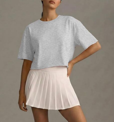 JINKESI Women's Loose Workout Crop Tops Casual Short Sleeve Drop Shoulder T-Shirts Basic Loose Yoga Running Tees in Saudi Arabia