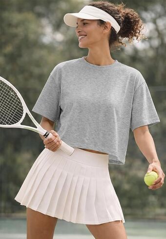 JINKESI Women's Loose Workout Crop Tops Casual Short Sleeve Drop Shoulder T-Shirts Basic Loose Yoga Running Tees in Saudi Arabia