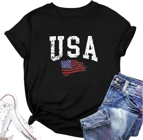 Women's 250th Anniversary Patriotic T-Shirts 4th of July USA American Flag Graphic Tee Casual Short Sleeve Blouse Tops in Saudi Arabia