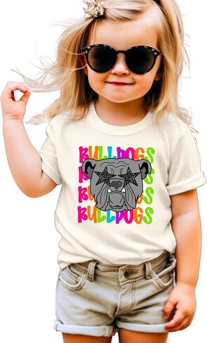 قميص Bulldogs Game Day للنساء والمراهقات، تي شيرت تميمة ملون لجرلي Bulldogs in Kuwait
