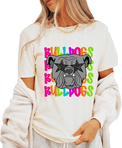 قميص Bulldogs Game Day للنساء والمراهقات، تي شيرت تميمة ملون لجرلي Bulldogs in Kuwait