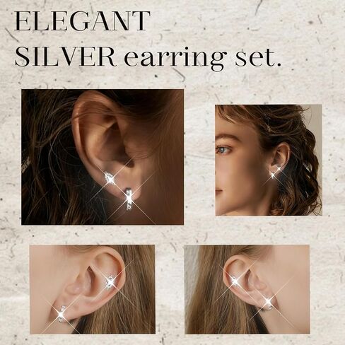 3 Pcs 14K Gold Stud Earrings for Women - Dainty Hypoallergenic Flat Back Cartilage Earring Sets for Multiple Piercing - Small Dangle Huggie Hoop Stud Earrings Stacks in Saudi Arabia